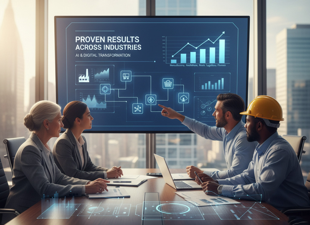 AI analytics dashboard showing business metrics